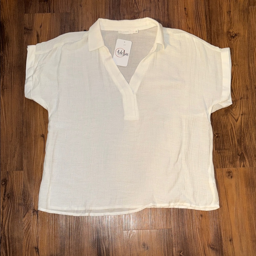 Off white Short Sleeve Tunic Gauzy Top
